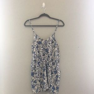 Blue and White Floral Romper